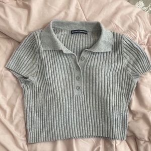 Brandy Melville grey collared top, one size fits all, barely worn :))